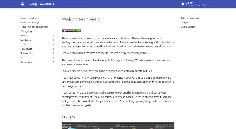 The Vengi VoxEdit homepage