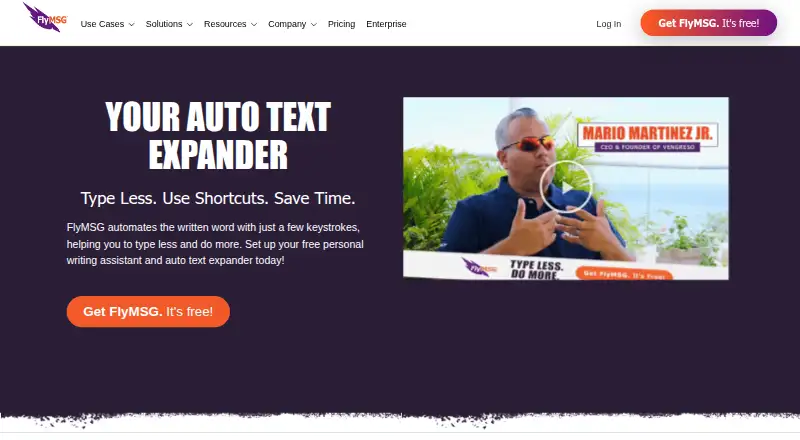 The FlyMSG homepage