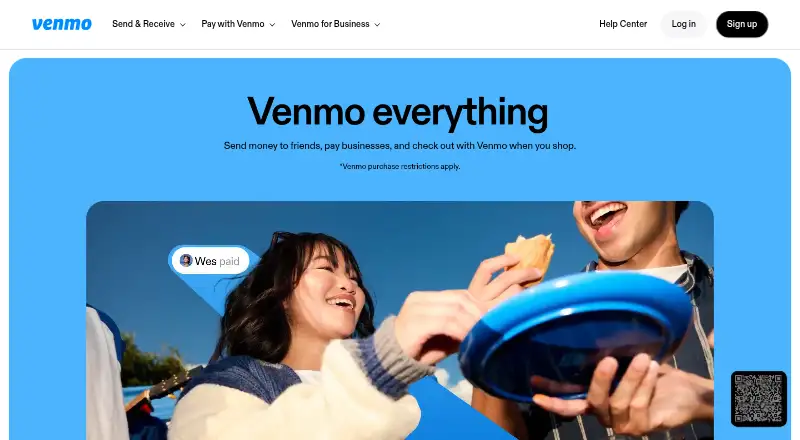 The Venmo homepage