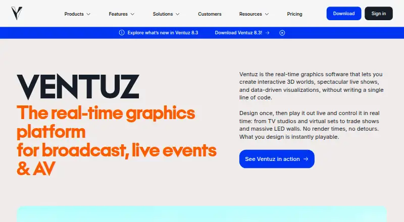 The Ventuz homepage