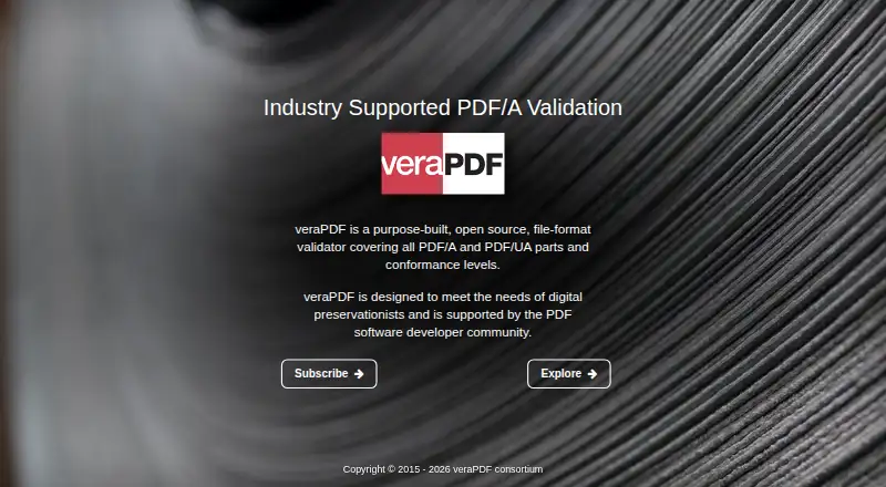 The veraPDF homepage