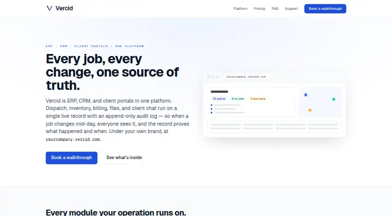 The Vercid homepage