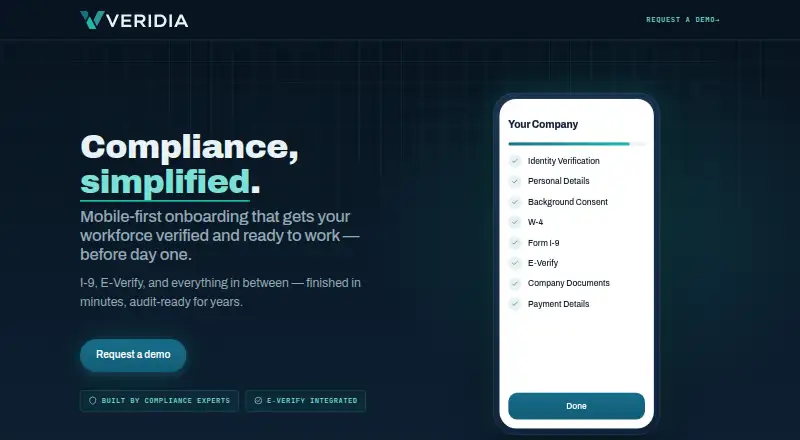 The Veridia homepage