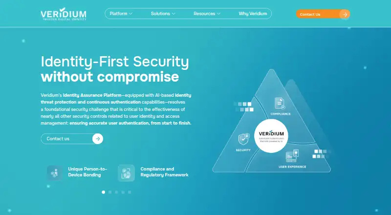 The VeridiumID homepage
