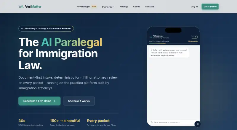 The VeriMatter homepage