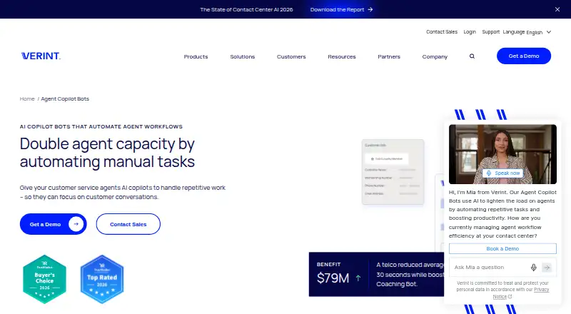 The Verint Agent Copilot homepage