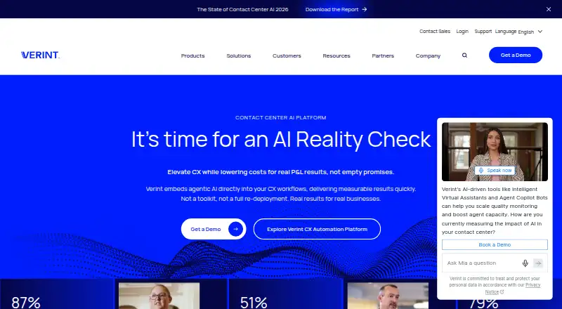 The Verint Voice of the Customer homepage