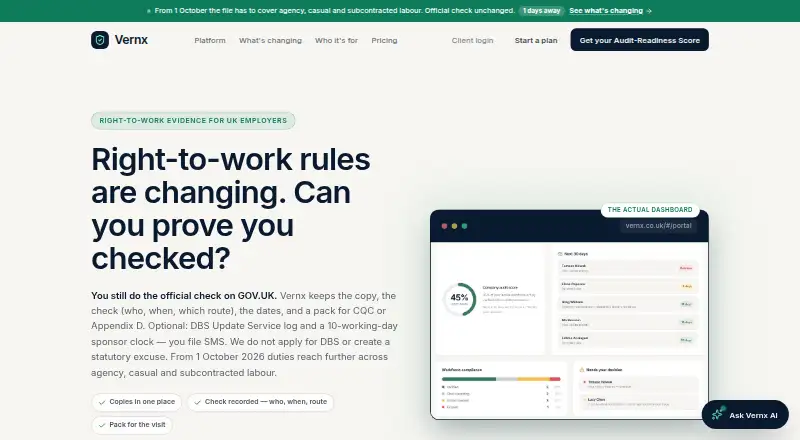 The Vernx homepage