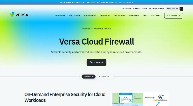 The Versa Cloud NGFW homepage