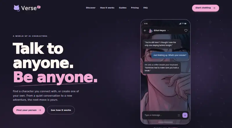 The VerseRP homepage