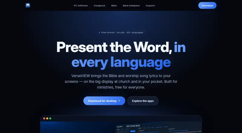 The VerseVIEW homepage