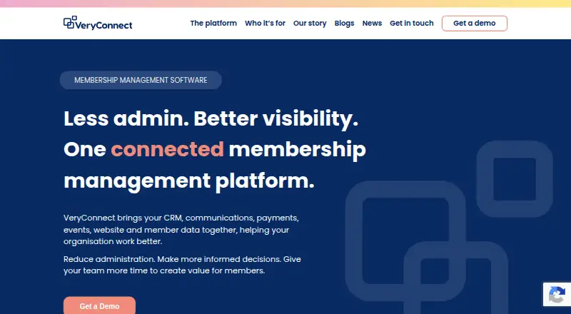 The VeryConnect homepage