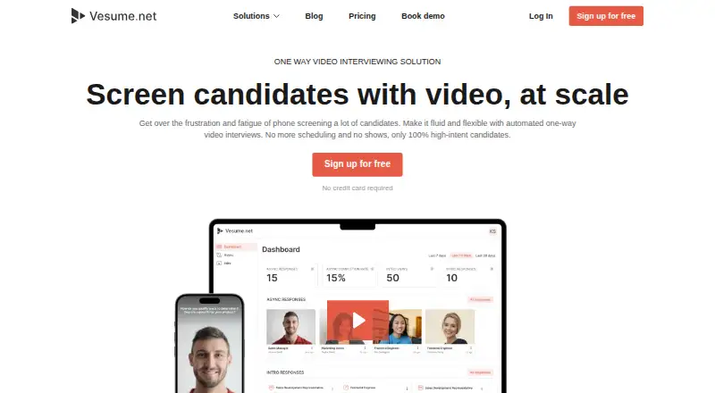 The Vesume homepage