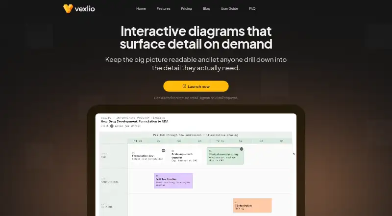 The Vexlio homepage