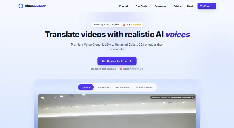 The VideoDubber homepage