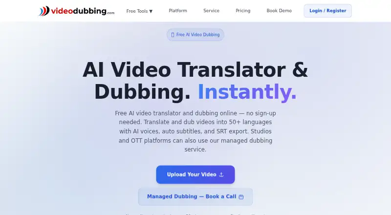 The videodubbing.com homepage