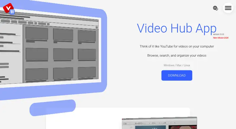 The Video Hub App homepage
