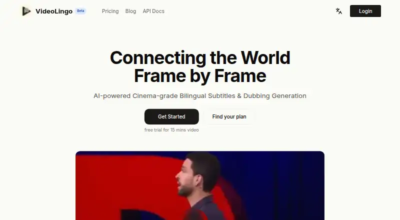 The VideoLingo homepage