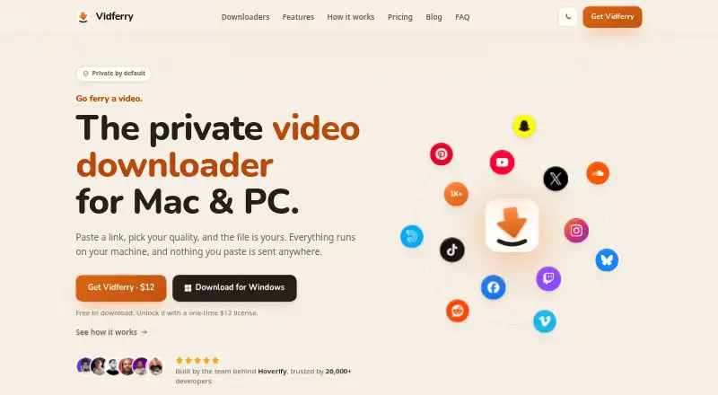 The Vidferry homepage