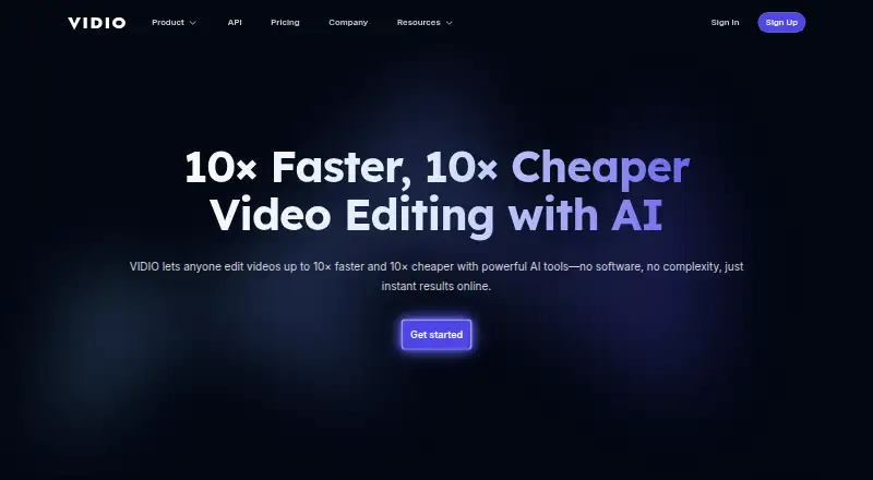 The Vidio.ai homepage