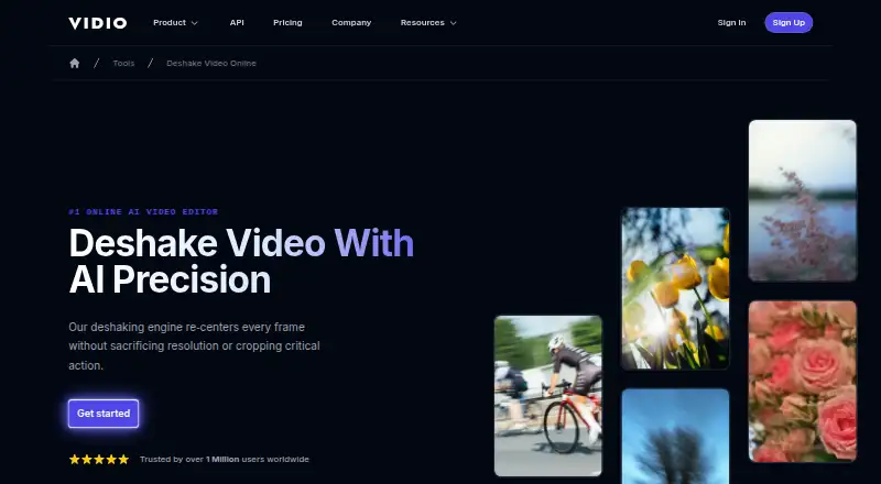 The VIDIO Deshake Video homepage