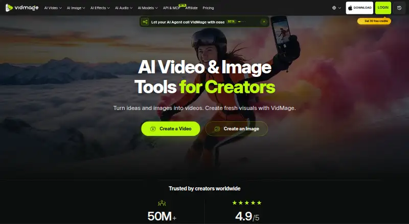 The VidMage homepage