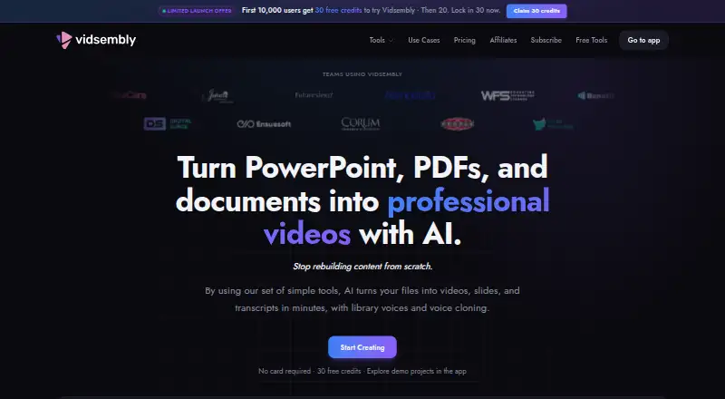 The Vidsembly homepage