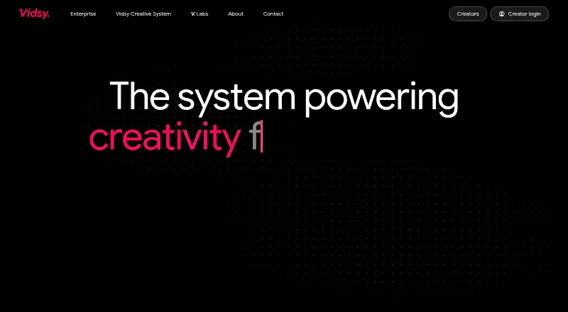 The Vidsy homepage