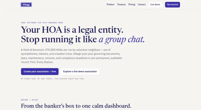 The Village homepage
