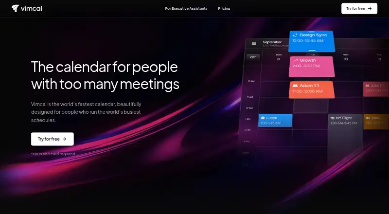 The Vimcal homepage