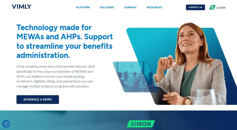 The SIMON by Vimly homepage