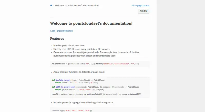 The pointcloudset homepage