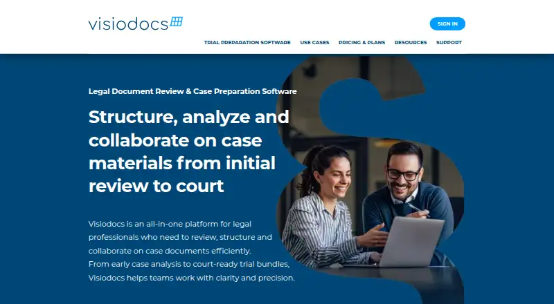 The Visiodocs homepage