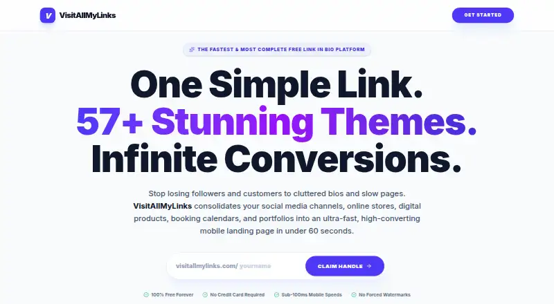 The VisitAllMyLinks homepage