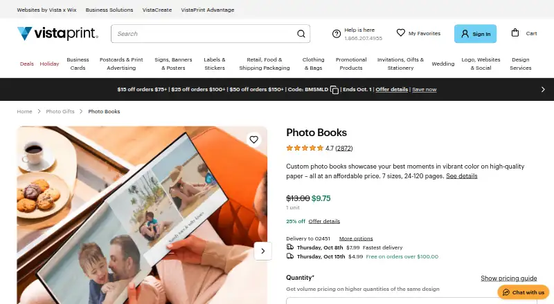The Vistaprint Photo Books homepage
