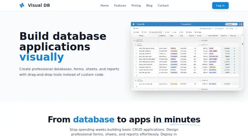 The Visual DB homepage