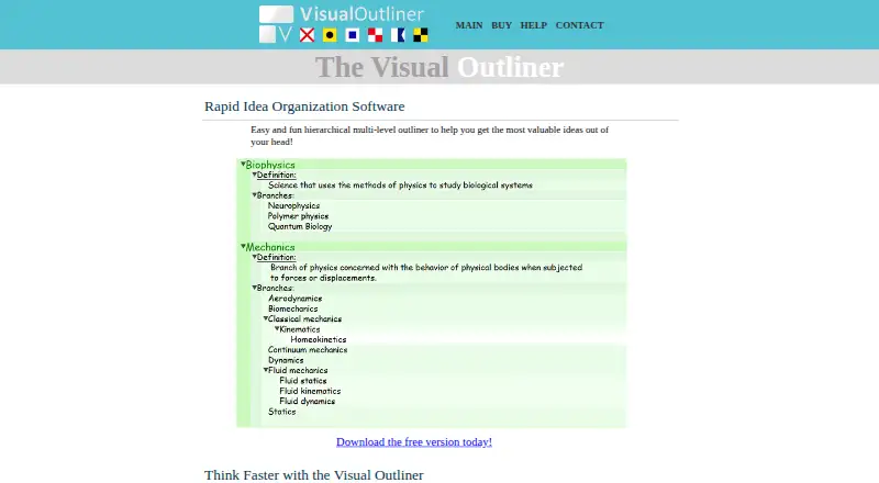 The The Visual Outliner homepage