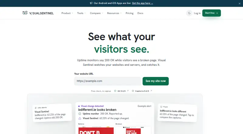 The Visual Sentinel homepage