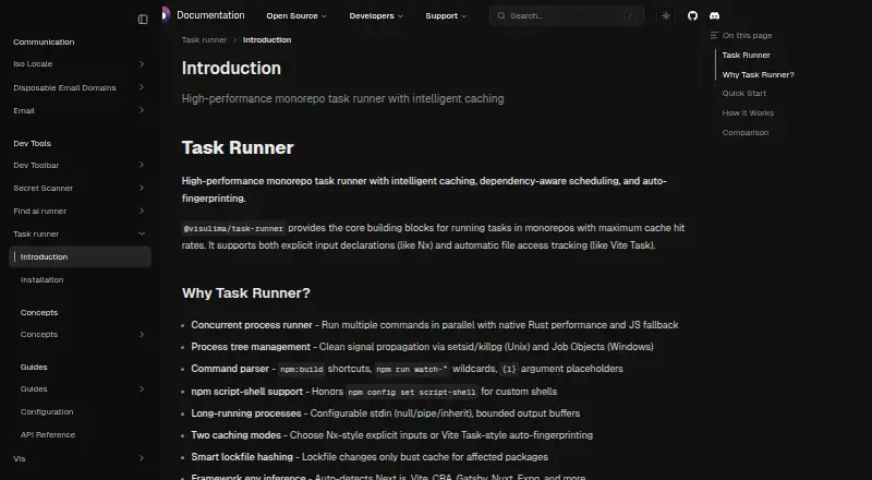 The Visulima Task Runner homepage