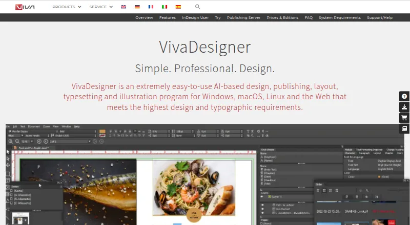The VivaDesigner homepage
