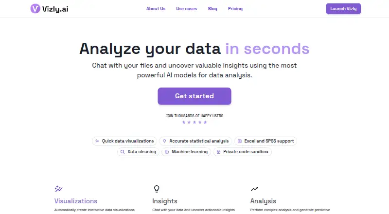 The Vizly homepage