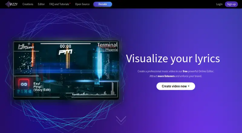 The Vizzy homepage