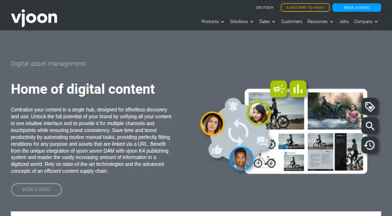 The vjoon seven DAM homepage