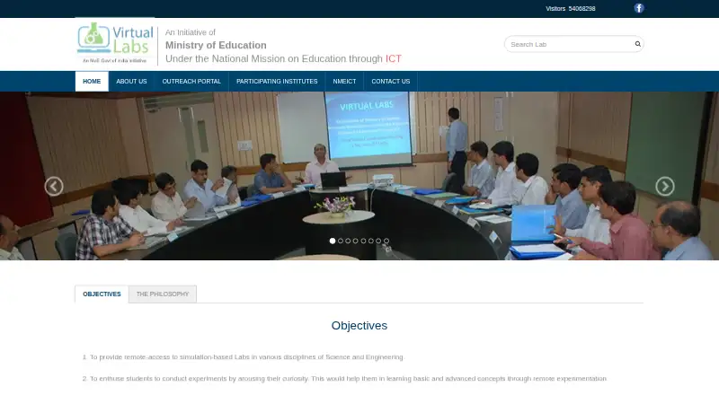 The Virtual Labs homepage