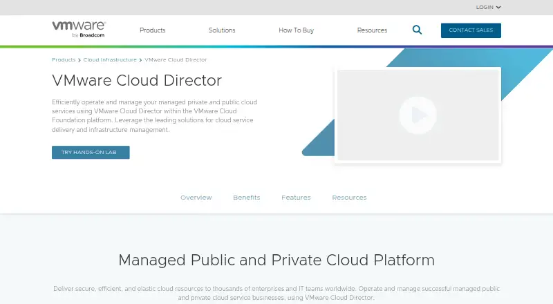 The VMware Cloud Director homepage