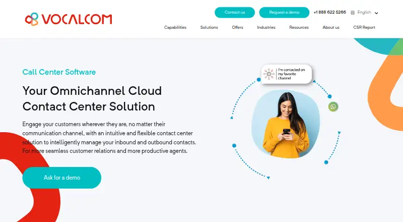 The Vocalcom Hermes360 homepage