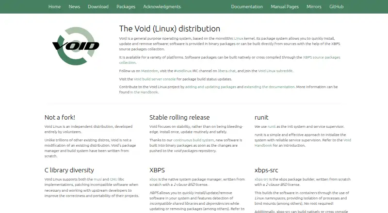 The Void Linux homepage