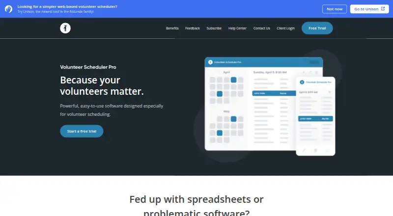 The Volunteer Scheduler Pro homepage