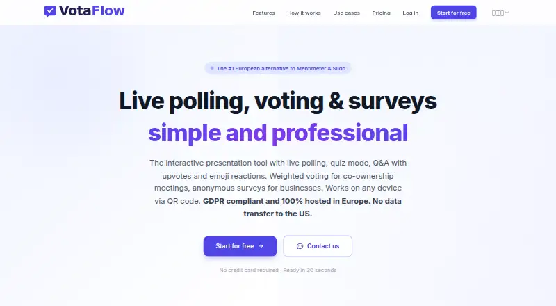 The VotaFlow homepage
