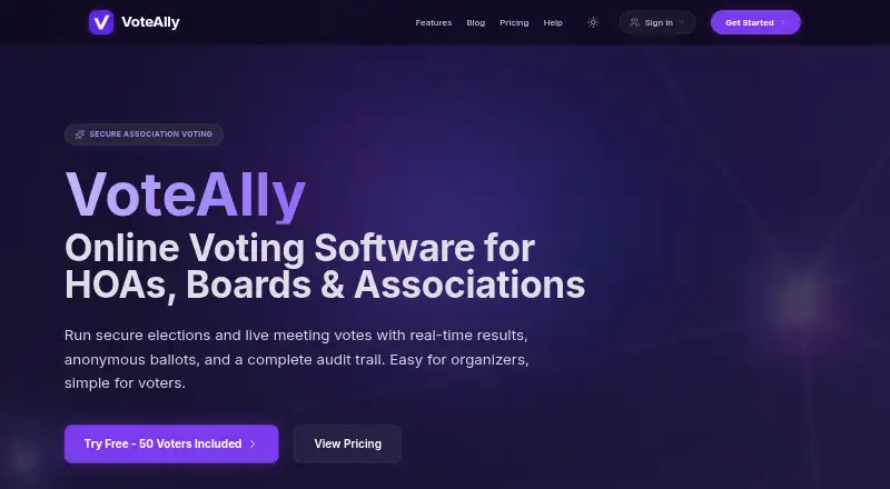 The VoteAlly homepage